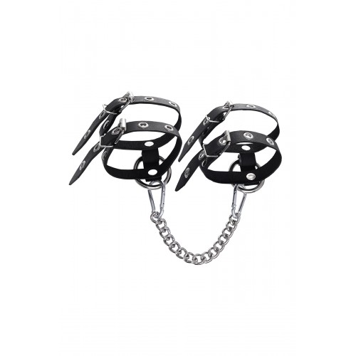 Оковы однослойные из двух ремешков Pecado BDSM, натуральная кожа, черные