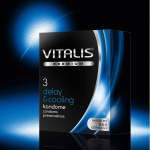 Презервативы Vitalis, premium, охлаждающий, 18 см, 5,3 см, 3 шт. (иной угол)