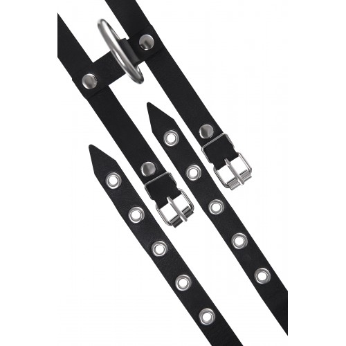 Оковы однослойные из двух ремешков Pecado BDSM, натуральная кожа, черные