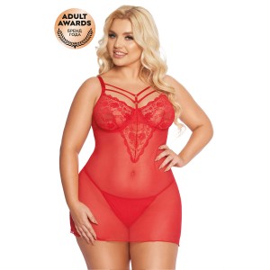 Комбинация и стринги SoftLine Collection Aldona, красный, XXXL (иной угол)