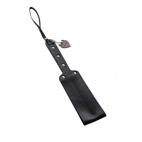 Паддл Pecado BDSM, мягкий, натуральная кожа и дерево, черный