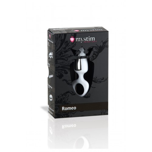 Анальная пробка Mystim Romeo, электростимуляция, пластик, белый, 8,5 см, Ø 3,5 см