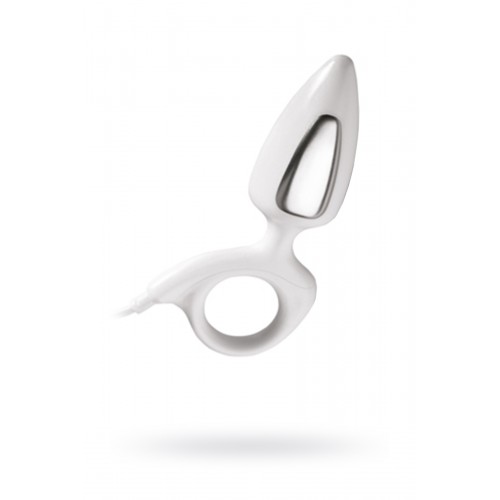 Анальная пробка Mystim Romeo, электростимуляция, пластик, белый, 8,5 см, Ø 3,5 см