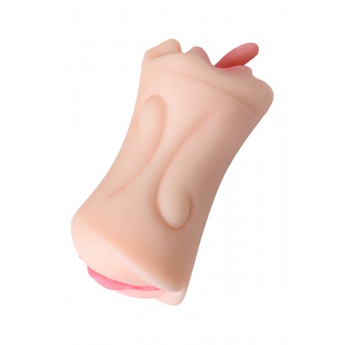 Мастурбатор реалистичный TOYFA Juicy Pussy Fruity Tongue, рот и вагина, SoftSkin, телесный,19 см