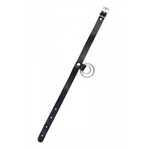 Чокер-ошейник Pecado BDSM, кольцо в кольце, натуральная кожа, чёрный