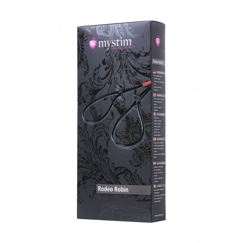 Лассо для пениса Mystim Rodeo Robin, электростимуляция, силикон, черный, 42см