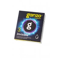 Презервативы Ganzo, Invisible, супер тонкие, латекс,18 см, 5,2 см, 3 шт.