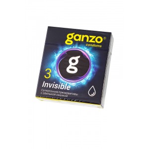 Презервативы Ganzo, Invisible, супер тонкие, латекс,18 см, 5,2 см, 3 шт.
