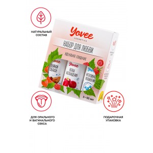 Набор гелей-смазок Yovee для любви (721002+721008+721052), вкус(малин+клубн/дыня)+увл(гиалур),3х50мл