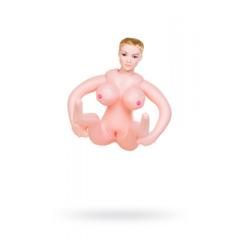 Кукла надувная Liliana с реалистичной головой, TOYFA Dolls-X, блондинка, с двумя отверстиями, кибер вставка вагина – анус
