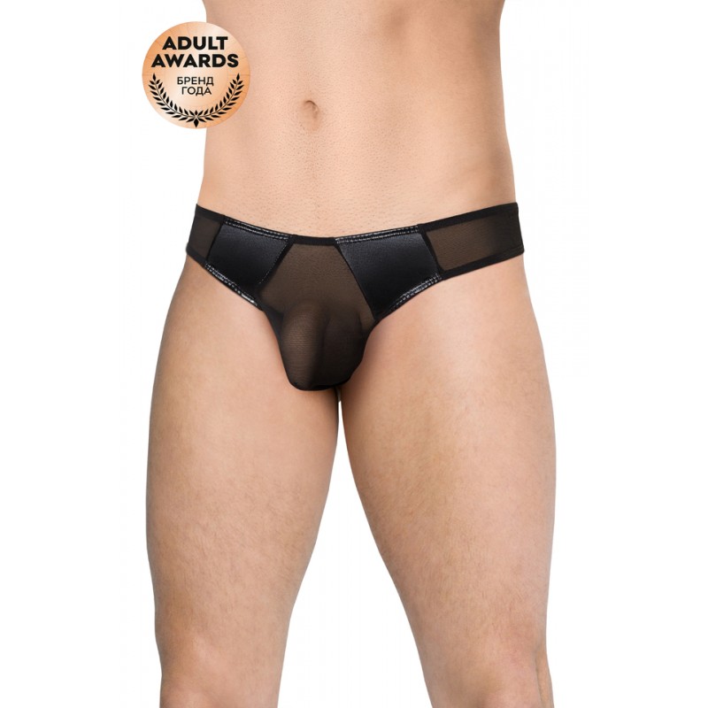 Трусы мужские со вставками Wetlook  SoftLine Collection, чёрный, M/L