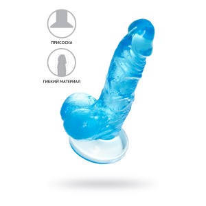 Реалистичный фаллоимитатор A-Toys by TOYFA Indy, TPE, голубой, 15,8 см (иной угол)