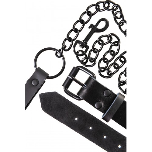 Ошейник TOYFA Theatre, кожа, черный, 58 см