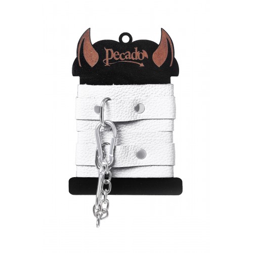 Наручники-браслеты Pecado BDSM, мини со скруглёнными углами, натуральная кожа, белые