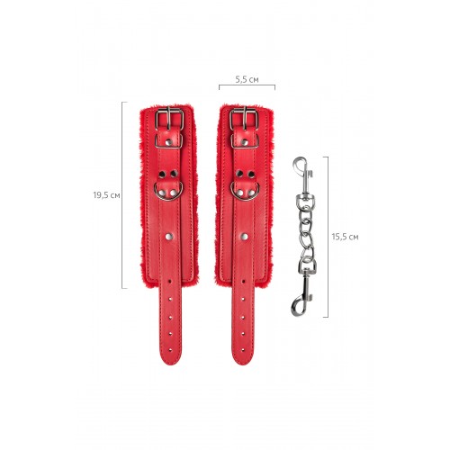 Наручники Anonymo #0105, PU кожа, красные, 27 см