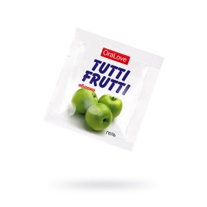 Съедобная гель-смазка TUTTI-FRUTTI для орального секса со вкусом яблока,4 гр по 20шт в упаковке Съедобная гель-смазка TUTTI-FRUTTI для орального секса со вкусом яблока,4 гр по 20шт в упаковке (иной угол)