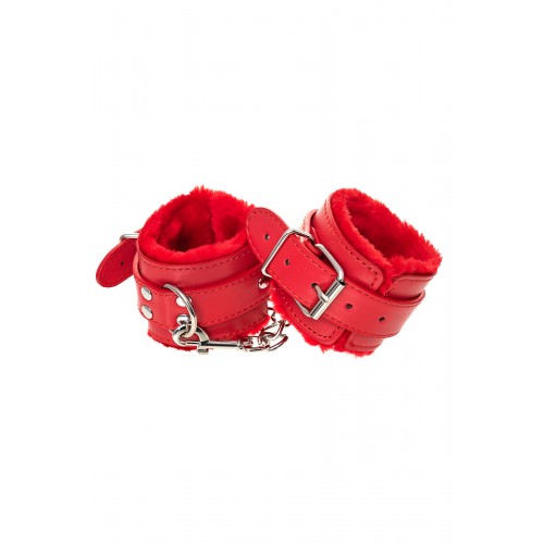 Наручники Anonymo #0105, PU кожа, красные, 27 см