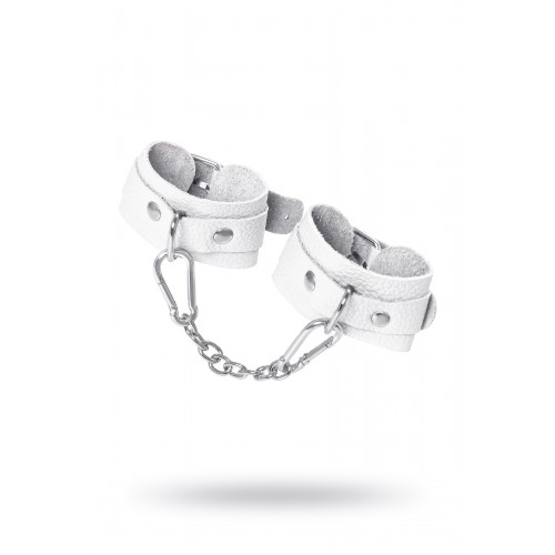 Наручники-браслеты Pecado BDSM, мини со скруглёнными углами, натуральная кожа, белые