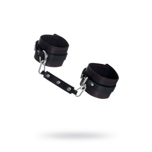 Оковы Pecado BDSM, однослойные с контрастной строчкой, натуральная кожа, черные (иной угол)