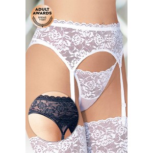 Пояс для чулок и стринги SoftLine Collection кружевные, белый, M/L (иной угол)