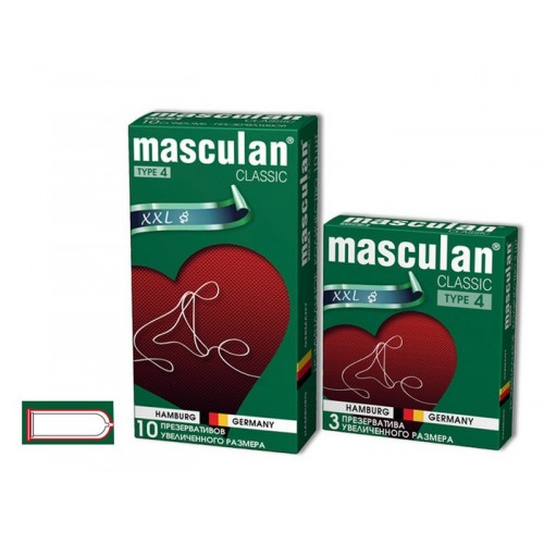 Презервативы Masculan Classic 4,  3 шт.  Увеличенного размера (XXL) розового цвета ШТ