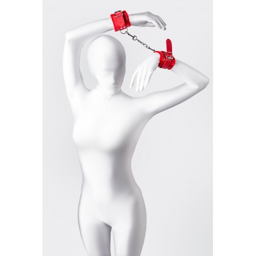 Наручники Anonymo #0105, PU кожа, красные, 27 см