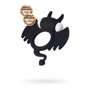 Эрекционное кольцо на пенис JOS COCKY DEVIL, силикон, чёрный, 8,5 см (иной угол)