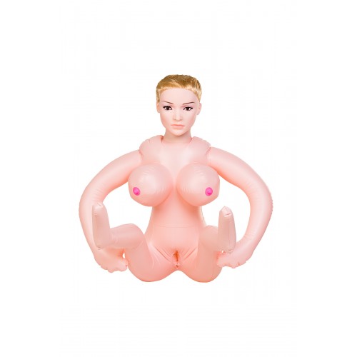 Кукла надувная Liliana с реалистичной головой, TOYFA Dolls-X, блондинка, с двумя отверстиями, кибер вставка вагина – анус