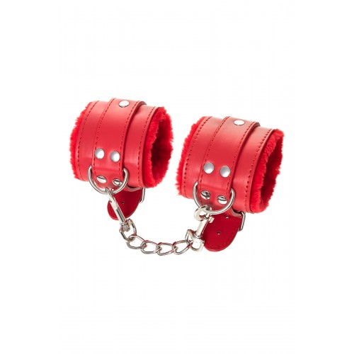 Наручники Anonymo #0105, PU кожа, красные, 27 см