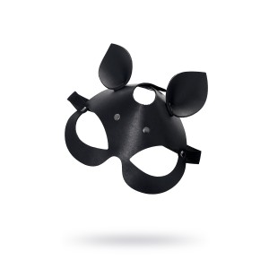 Маска Pecado BDSM, с ушками кошки, натуральная кожа, черный (иной угол)