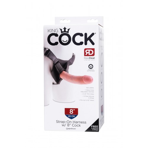 Страпон Pipedream, King Cock Strap on Harness with 8" Cock - Flesh