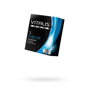 Презервативы Vitalis, premium, классические, 18 см, 5,3 см, 3 шт. (иной угол)