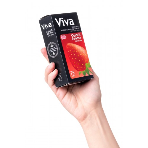 Презервативы Viva, цветные, аромат, латекс, 18,5 см, 5,3 см, 12 шт.
