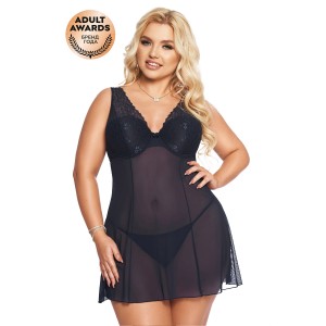 Комбинация и стринги SoftLine Collection Berta, синий, XXL (иной угол)