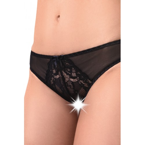 Эротические трусики Erolanta Lingerie Collection из стрейч-сетки с бантом, черные (54-56)