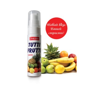 Съедобная гель-смазка TUTTI-FRUTTI для орального секса со вкусом экзотических фруктов 30г Съедобная гель-смазка TUTTI-FRUTTI для орального секса со вкусом экзотических фруктов 30г (иной угол)