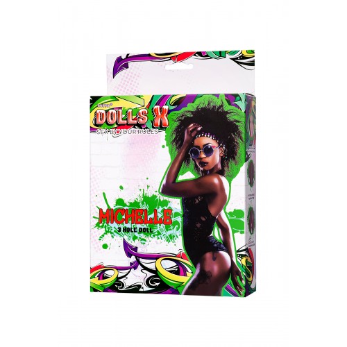 Кукла надувная, Michelle, негритянка, TOYFA Dolls-X,  с тремя отверстиями, 160 см
