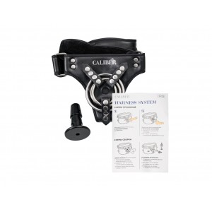 Страпон 12 см реалистичный с трусиками из экокожи черный (иной угол)