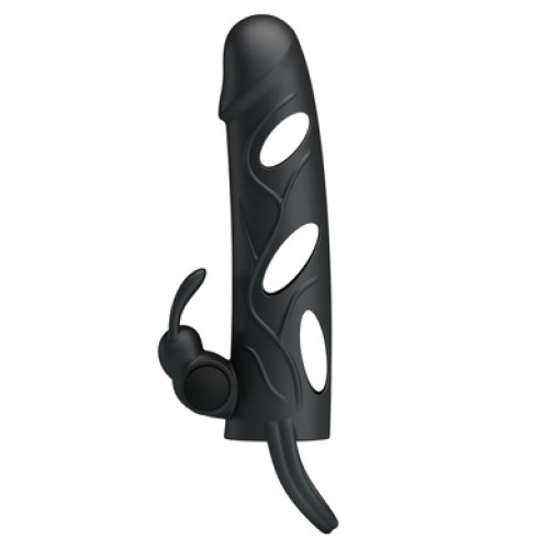 Вибронасадка на пенис с клиторальным стимулятом Pretty Love Penis Sleeve with Ball Strap