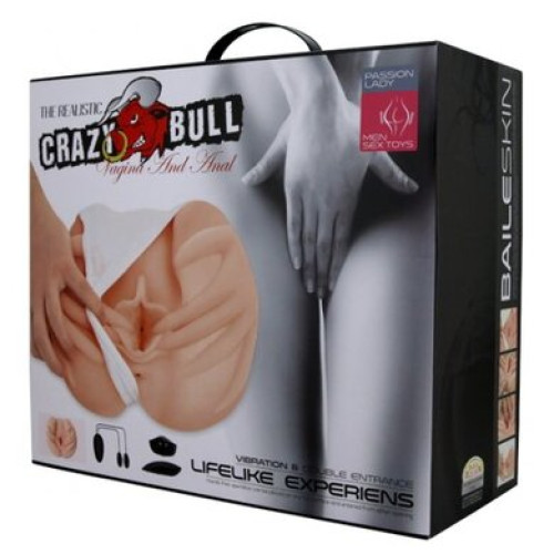 Реалистичный мастурбатор с вагиной, анусом и двумя вибропулями Crazy Bull