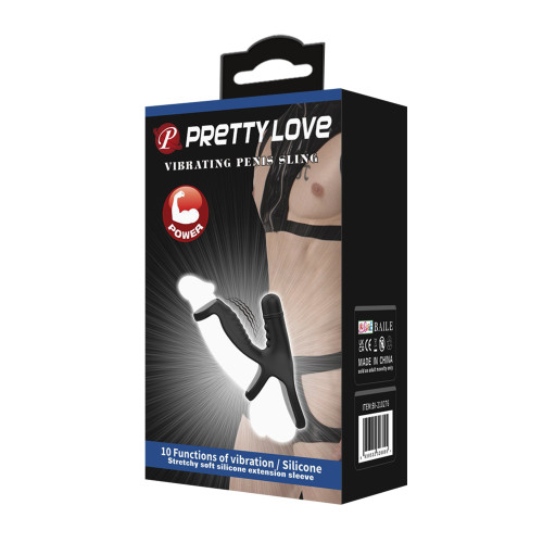 Вибронасадка на пенис с клиторальным стимулятором Pretty Love Vibrating Penis Sling