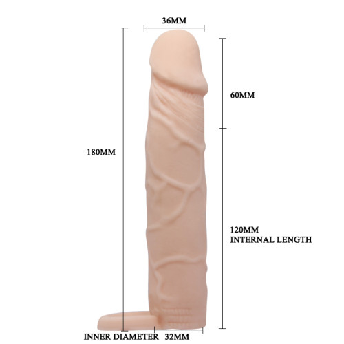 Насадка-удлинитель на пенис с закрытой головкой Pretty Love Penis Sleeve 7" Large