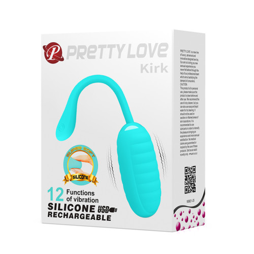 Перезаряжаемое виброяйцо рельефное Pretty Love Kirk голубое