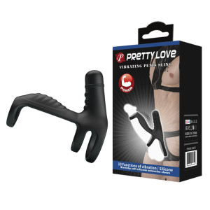 Вибронасадка на пенис с клиторальным стимулятором Pretty Love Vibrating Penis Sling