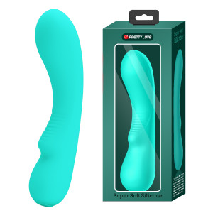 Перезаряжаемый изогнутый вибратор для точки G Pretty Love Matt Super Soft Silicone бирюзовый