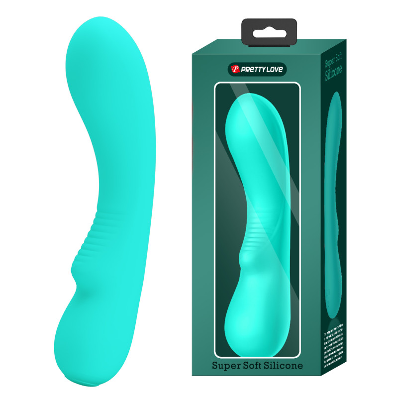 Перезаряжаемый изогнутый вибратор для точки G Pretty Love Matt Super Soft Silicone бирюзовый