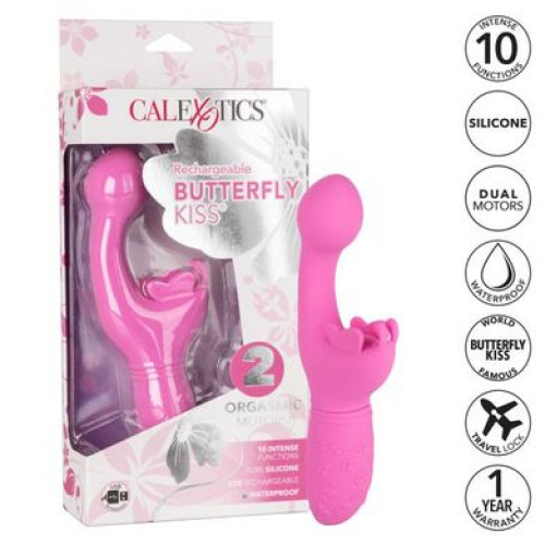 Перезаряжаемый розовый вибратор-кролик Rechargeable Butterfly Kiss
