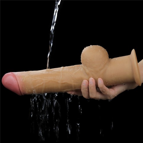 Реалистичный фаллос с высоко посаженной мошонкой Lovetoy Silicone Cock 30 см