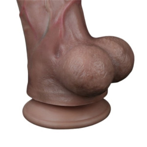 Реалистичный фаллос-мулат с рельефным стволом Lovetoy Silicone Cock 30 см (иной угол)