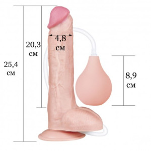 Реалистичный фаллос с имитацией семяизвержения Lovetoy Squirt Extreme 25 см (иной угол)